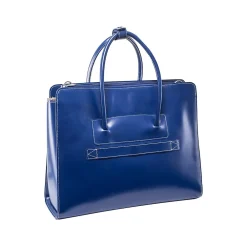 USA Lake Forest W Series Leather Dual Compartment Briefcase, Navy (94337)<McKlein