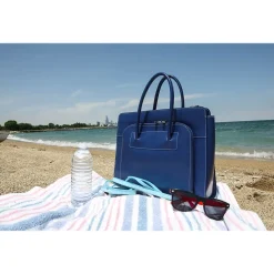 USA Lake Forest W Series Leather Dual Compartment Briefcase, Navy (94337)<McKlein