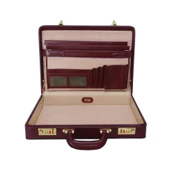 USA Lawson V Series Leather Locking Attache, Burgundy (80456)<McKlein Discount