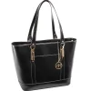 USA Leather Ladies' Tote with Tablet Pocket, Black (4T9994)<McKlein
