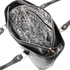 USA Leather Ladies' Tote with Tablet Pocket, Black (4T9994)<McKlein