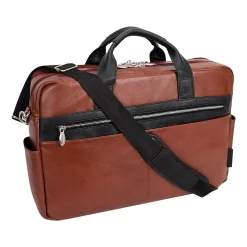 USA SOUTHPORT U Series Leather Dual Compartment Briefcase, Brown (19100)<McKlein Best