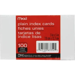 Index Cards*Mead 3" x 5" Index Cards, Blank, White, 100/Pack, 36 Pack/Bundle (MEA63352)