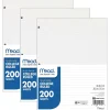 Filler Paper|Mead College Ruled Filler Paper, 8" x 10.5", 3-Hole Punched, 200 Sheets/Pack, 3/Bundle (MEA15326-3)