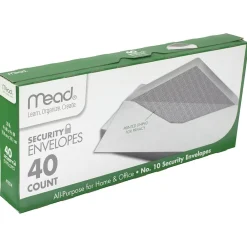 Outlet Mead Security Tinted #10 Business Envelopes, 4-1/8" x 9-1/2", White, 40/Pack (75214)