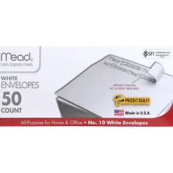 Mead Self Seal #10 Business Envelope 4 1/8" x 9 1/2", White, 50/Pack (75024)