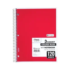 Subject Notebooks|Mead Spiral 3-Subject Notebooks, 8.5
