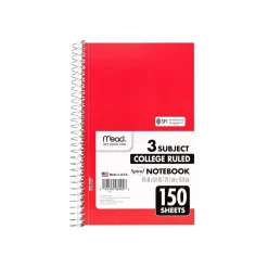 Notebooks|Mead Spiral 3-Subject Notebooks, 5.5