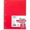 Subject Notebooks|Mead 1-Subject Notebook, 8.0" x 10.5", Wide Ruled, 70 Sheets, Red (05510AB5)