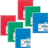 Subject Notebooks|Mead 3-Subject Notebooks, Wide Ruled, 120 Sheets, Assorted Colors, 6/Bundle (MEA05746-6)