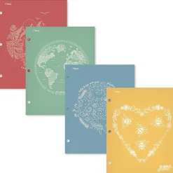 Pocket Folders|Mead We Mean Green 3-Hole Punched 2-Pocket Paper Folders, Assorted Colors (330000F)