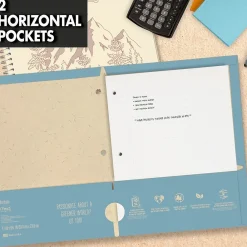 Pocket Folders|Mead We Mean Green 3-Hole Punched 2-Pocket Paper Folders, Assorted Colors (330000F)