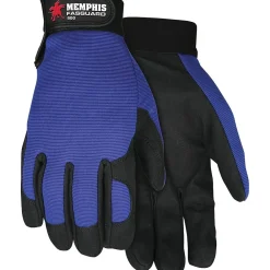 MCR Safety Memphis Gloves® Fasguard™ Clarino® Synthetic Leather Palm Multi-Task Gloves, Blue/Black, Extra-Large