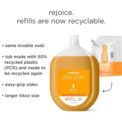 Liquid Dish Soap Refill, Clementine, 54 oz. (10576)<Method Sale