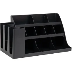 Mind Reader 14 Compartment Plastic Cup and Condiments Countertop Organizer, Black (COMORG2-BLK)