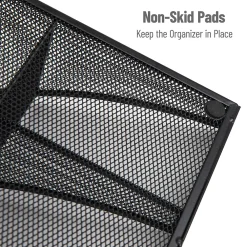 Mind Reader 11 Compartment Metal Coffee Cup and Condiment Organizer, Black (COMORGMESH-BLK)