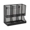 Mind Reader 6 Compartment Metal Coffee Cup and Condiment Organizer, Black (UPMESH-BLK)