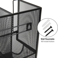 Mind Reader 6 Compartment Metal Coffee Cup and Condiment Organizer, Black (UPMESH-BLK)