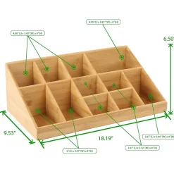 Mind Reader 11 Compartment Wood Cup and Condiment Organizer, Brown (COMORGBM-BRN)