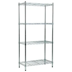 Shelving*Mind Reader 4 Shelf Adjustable Garage Shelving, 11.75"W, Chrome Plate (4TSHELVU-SIL)