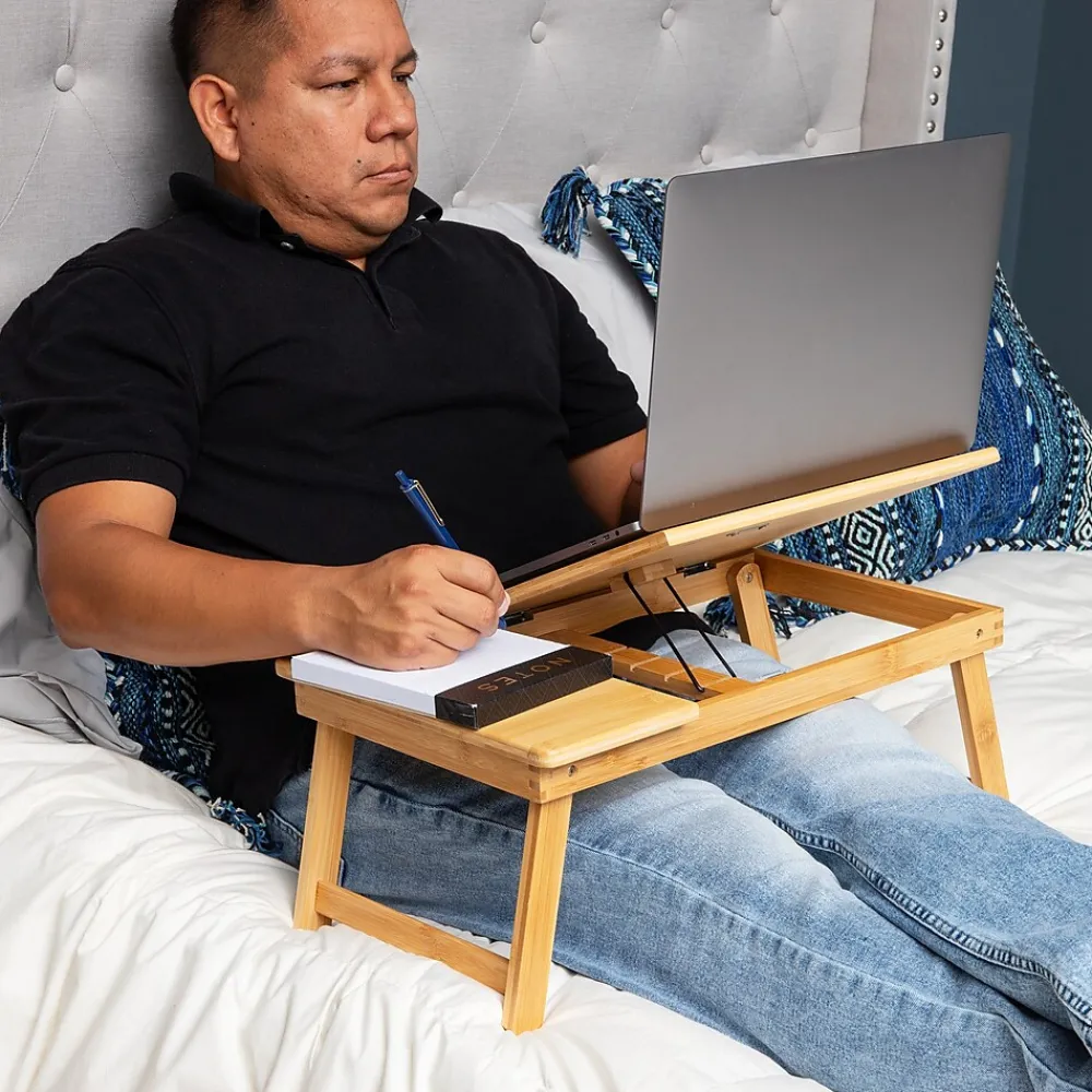 12" x 19.75" Lap Desk/Laptop Stand With Folding Legs, Brown (BEDTRAYBM-BRN)<Mind Reader New