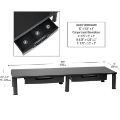 Outlet Mind Reader Adjustable Dual Monitor Stand with Drawers, Black (DUBMODR-BLK)