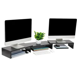 Hot Mind Reader Adjustable Dual Monitor Stand Desktop Organizer, Black (MDFMOND-BLK)
