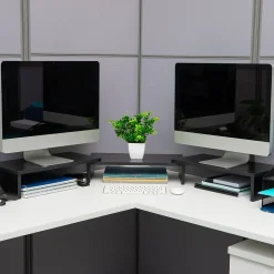 Hot Mind Reader Adjustable Dual Monitor Stand Desktop Organizer, Black (MDFMOND-BLK)