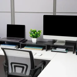 Hot Mind Reader Adjustable Dual Monitor Stand Desktop Organizer, Black (MDFMOND-BLK)