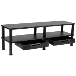 Hot Mind Reader Adjustable Dual Monitor Stand Desktop Organizer with Drawers, Black (DBMON2TDR-BLK)