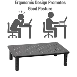 Best Mind Reader Adjustable Monitor Stand and Ventilated Laptop Riser, Black (4LEGMET-BLK)