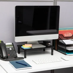 Online Mind Reader Adjustable Monitor Stand and Ventilated Laptop Riser, Black, 2/Pack (4LEGM2PK-BLK)