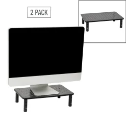 Online Mind Reader Adjustable Monitor Stand and Ventilated Laptop Riser, Black, 2/Pack (4LEGM2PK-BLK)