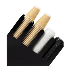 Mind Reader 4-Compartment Acrylic Cup and Lid Dispenser Coffee Countertop Organizer, Black (4ACUPHOLD-BLK)