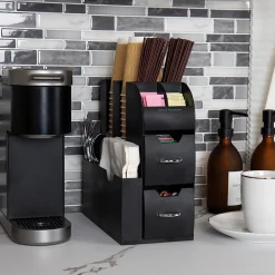 Mind Reader 11-Compartment Coffee Cup and Condiment Organizer, Black, 2/Pack (2CAD01-BLK)