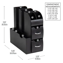 Mind Reader 11-Compartment Coffee Cup and Condiment Organizer, Black, 2/Pack (2CAD01-BLK)