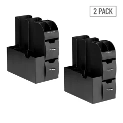 Mind Reader 11-Compartment Coffee Cup and Condiment Organizer, Black, 2/Pack (2CAD01-BLK)