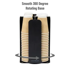 Mind Reader 4-Compartment Cup and Lid Carousel Coffee Countertop Organizer, Black (CDISP-BLK)