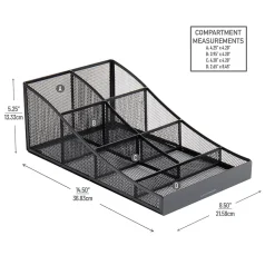 Mind Reader 7-Compartment Metal Coffee Cup and Condiment Organizer, Black (COMP7MESH-BLK)