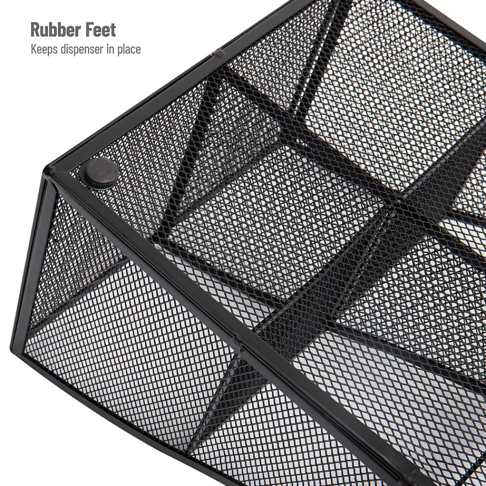 Mind Reader 7-Compartment Metal Coffee Cup and Condiment Organizer, Black (COMP7MESH-BLK)