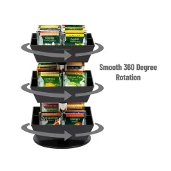 Mind Reader 12-Compartment Plastic Tea and Condiment Carousel, Black (TEASWIV3T-BLK)