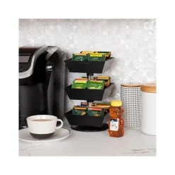 Mind Reader 12-Compartment Plastic Tea and Condiment Carousel, Black (TEASWIV3T-BLK)