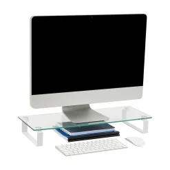 Mind Reader Contemporary Monitor Stand and Laptop Riser, Clear (GLASS-CLR)