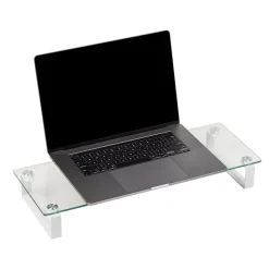 Mind Reader Contemporary Monitor Stand and Laptop Riser, Clear (GLASS-CLR)