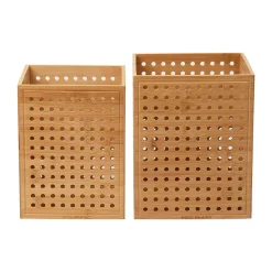 Lattice Collection Bamboo Wastepaper Basket Set, 1.9 and 2.6 Gallon, Brown (2LATGARB-BRN)<Mind Reader Outlet