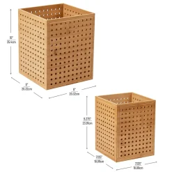Lattice Collection Bamboo Wastepaper Basket Set, 1.9 and 2.6 Gallon, Brown (2LATGARB-BRN)<Mind Reader Outlet