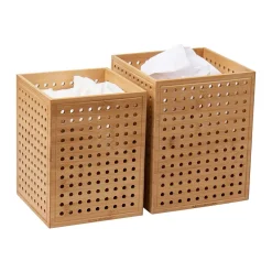 Lattice Collection Bamboo Wastepaper Basket Set, 1.9 and 2.6 Gallon, Brown (2LATGARB-BRN)<Mind Reader Outlet