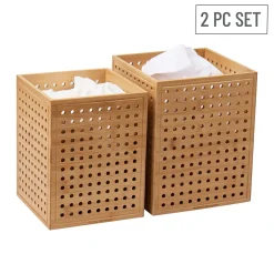Lattice Collection Bamboo Wastepaper Basket Set, 1.9 and 2.6 Gallon, Brown (2LATGARB-BRN)<Mind Reader Outlet