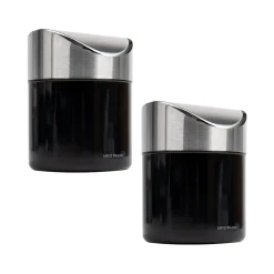 Metal Countertop Trash Can with Swivel Lid, 0.40 Gallon, Black, 2/Set (2GARBASK-BLK)<Mind Reader Sale