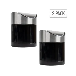 Metal Countertop Trash Can with Swivel Lid, 0.40 Gallon, Black, 2/Set (2GARBASK-BLK)<Mind Reader Sale